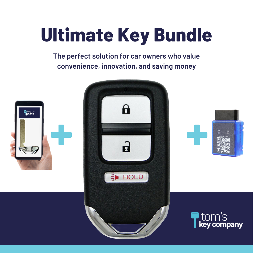 Ultimate Smart Key Bundle with Programming Tool, Aftermarket 3-Button Smart Key Fob and Key By Photo for Select Honda Vehicles (HONSK-3B-507-K-UKB)