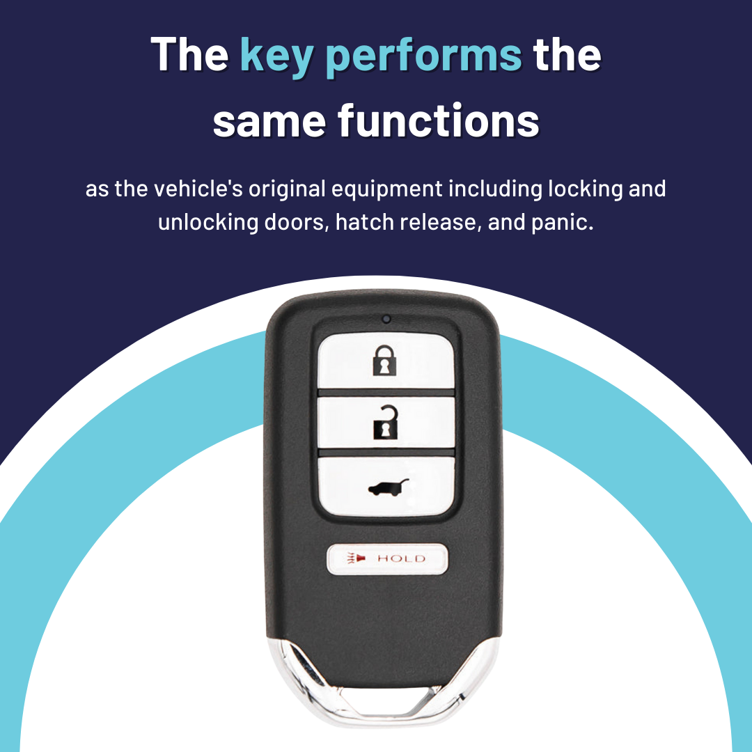 Brand New Premium Aftermarket 4-Button Smart Key with Hatch Release for Select Honda Vehicles (HONSK-4B-HATCH-KR5V1X)