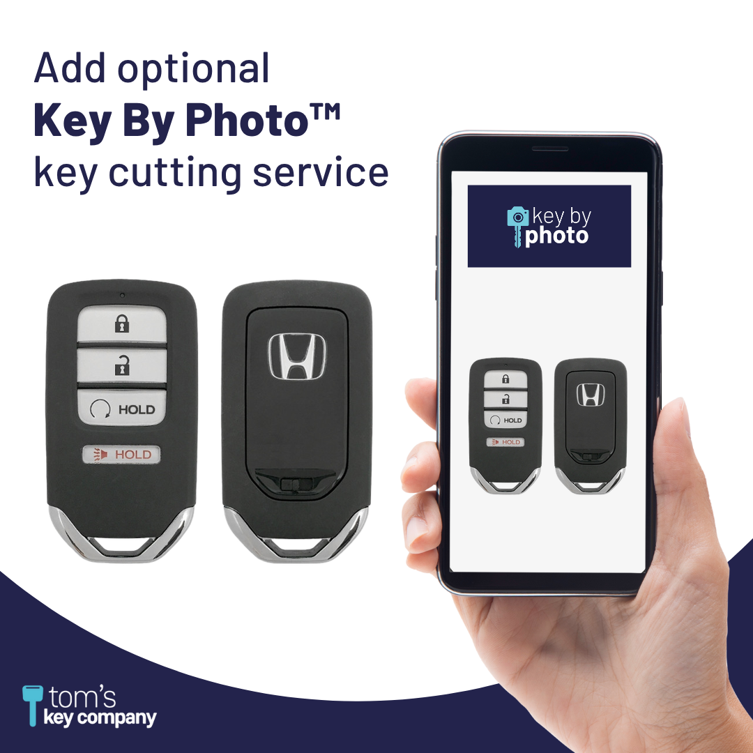 Like New Refurbished 4-Button Smart Key Fob with Lock, Unlock, Remote Start Hold, Panic for Select Honda Vehicles (HONSK-4B-RS-544-REF-K)