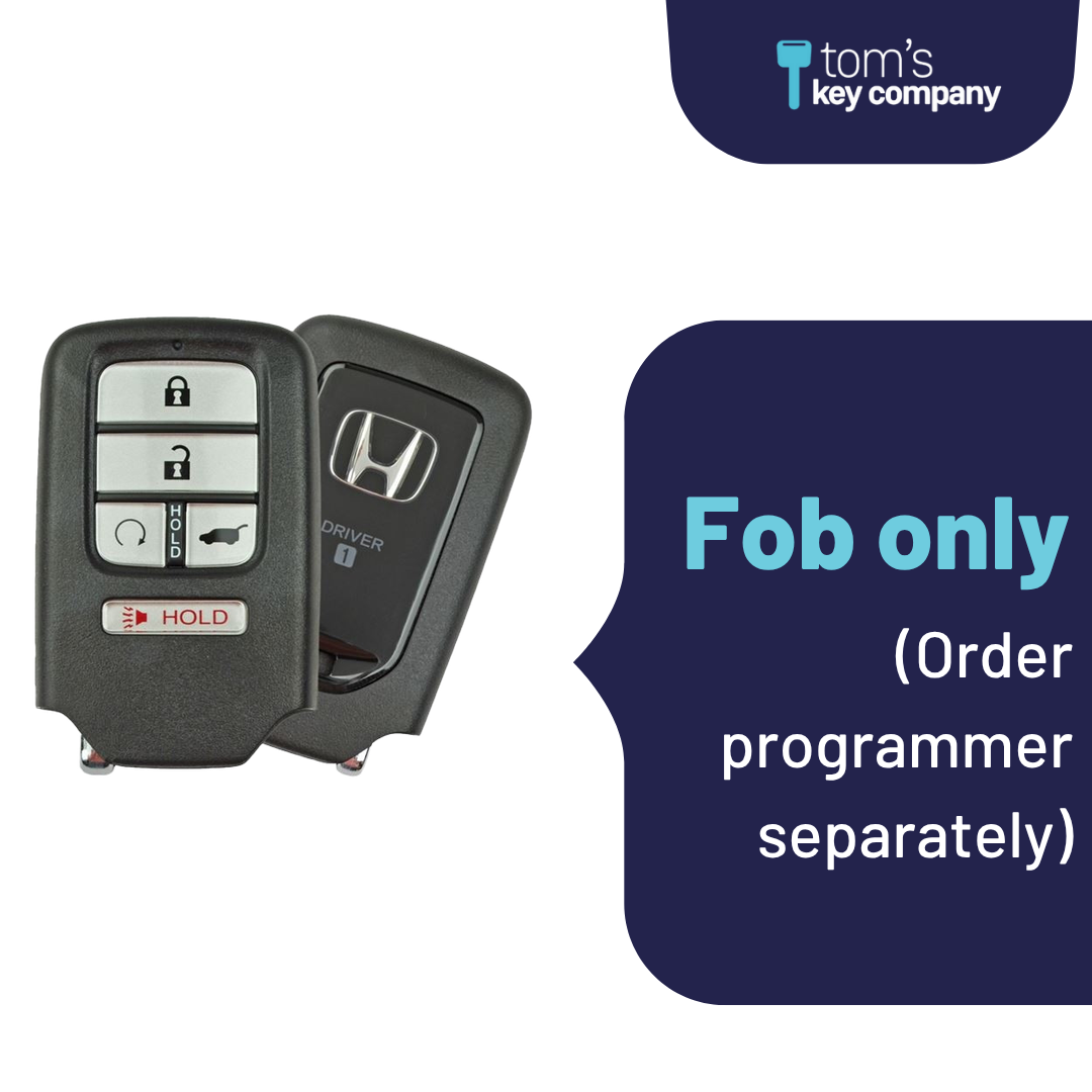 Like New Refurbished 5-Button Smart Key Fob with Lock, Unlock, Hatch, Remote Start Hold, Panic for Select Honda Vehicles (HONSK-5B-HRRS-534-REF-K)