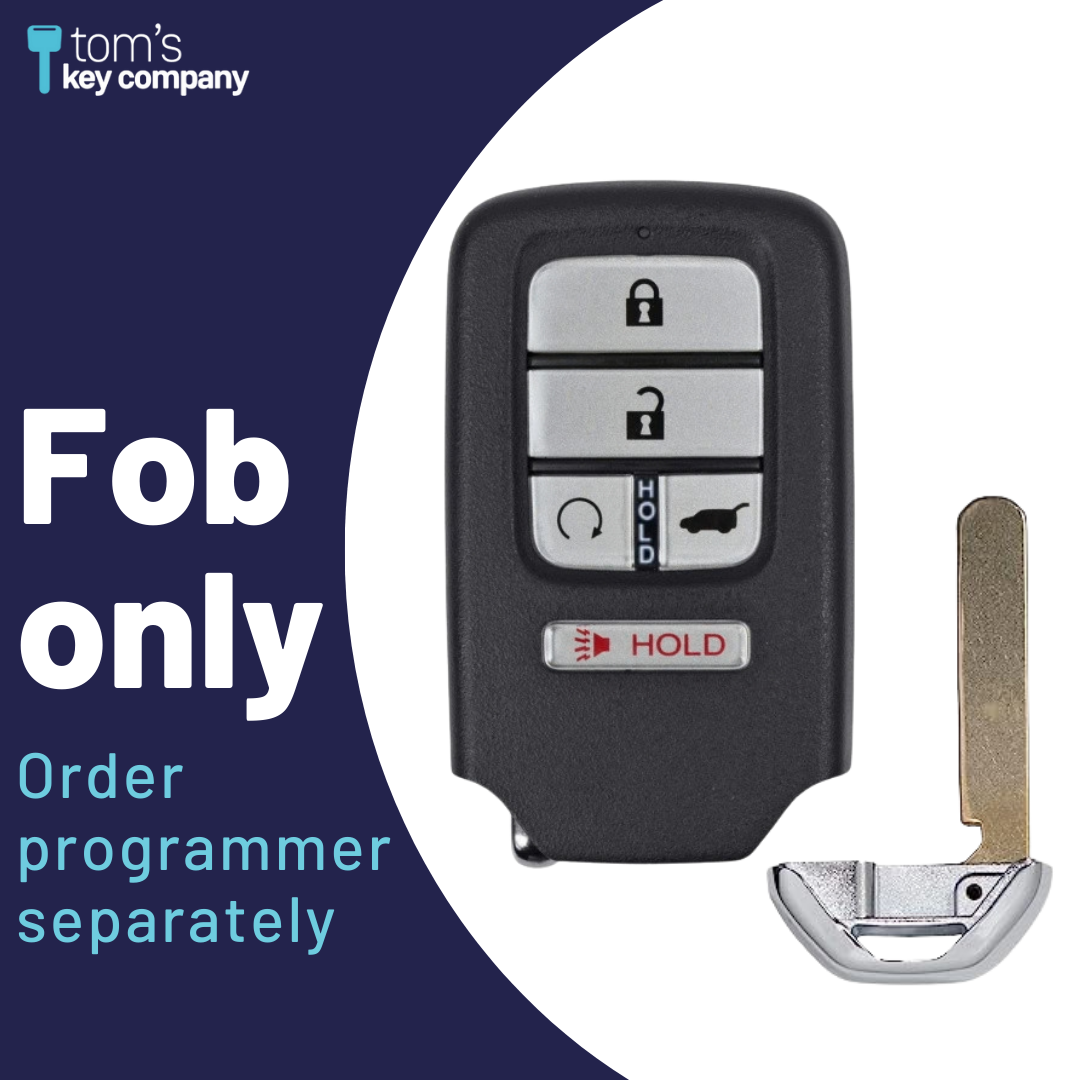 Brand New Premium Aftermarket 5-Button Smart Key with Remote Start and Hatch Release for Select Honda Vehicles (HONSK-5B-HRRS-KR5V44)