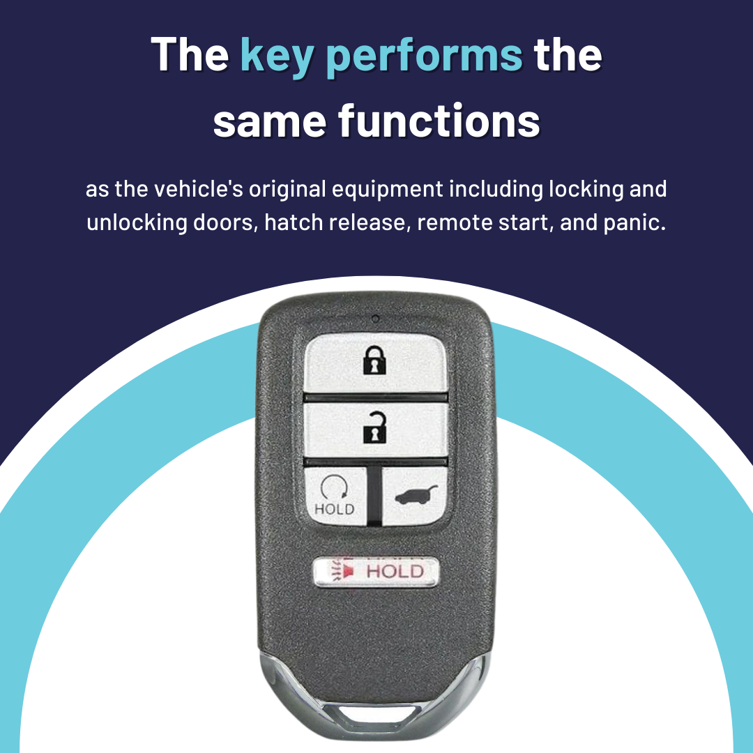 Like New Refurbished OEM 5 Button Smart Key for Select Honda CR-V and Pilot Vehicles (HONSK-5B-HRS-V44-REFURB)