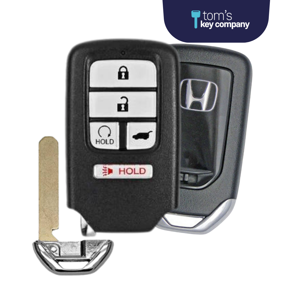 Like New Refurbished OEM 5 Button Smart Key for Select Honda CR-V and Pilot Vehicles (HONSK-5B-HRS-V44-REFURB)