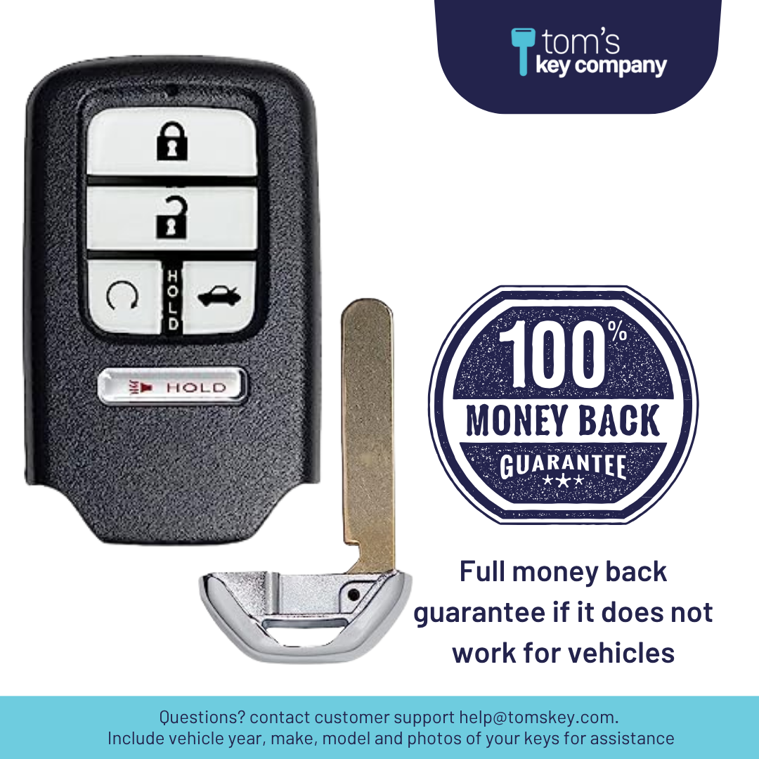 Brand New Premium Aftermarket 5-Button Smart Key with Trunk Release and Remote Start for Select Honda Vehicles