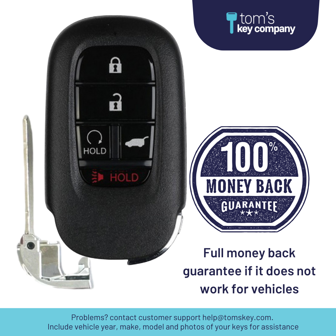 Brand New Premium Aftermarket 5-Button Smart Key with Remote Start and Hatch Release for Select Honda Vehicles (HONSK-5B-HRRS-KR5TP-4)
