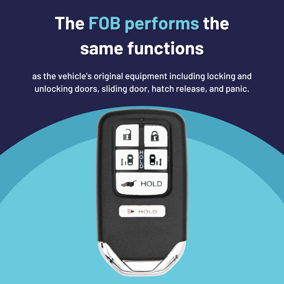 Brand New Premium Aftermarket 6-Button Smart Key with Hatch Release, and Sliding Doors for Select Honda Odyssey Vehicles