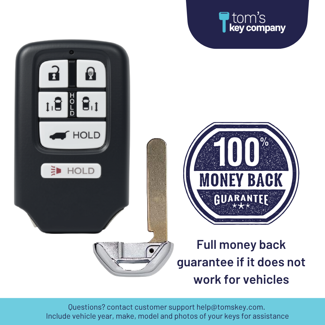 Brand New Premium Aftermarket 6-Button Smart Key with Hatch Release, and Sliding Doors for Select Honda Odyssey Vehicles
