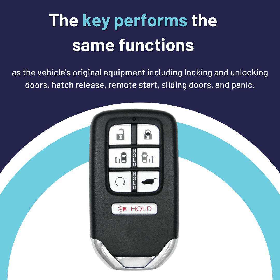 Brand New Aftermarket 7-button Smart Key with Sliding Doors and Hatch Release Features for Honda Odyssey (HONSK-7B-KR5V2X)