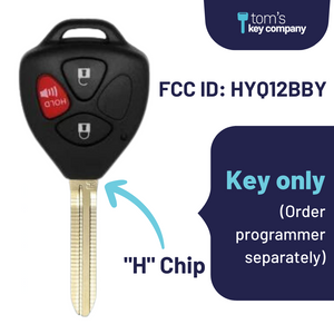 Toyota Yaris Key and Remote ("H" Chip Key with 3 Button Remote) HYQ12BBY-3B-H