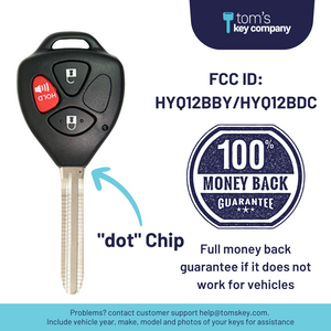 Toyota RAV4 & Scion xB Remote Key ("dot" Chip Key with 3 Button Keyless Entry Remote FOB) HYQ12BBY-3B-dot