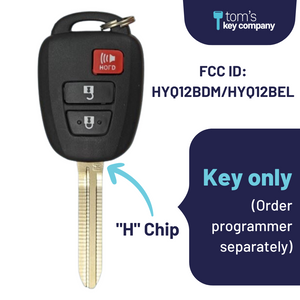 Toyota Prius C and Tacoma Key and Remote ("H" Chip key with 3 Button Keyless Entry Remote FOB) HYQ12BEL-3B-H (HYQ12BDM)