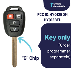 Toyota Camry Key and Remote ("G" Chip Key with 4 Button Keyless Entry Remote FOB) HYQ12BEL-4B-G (HYQ12BDM)