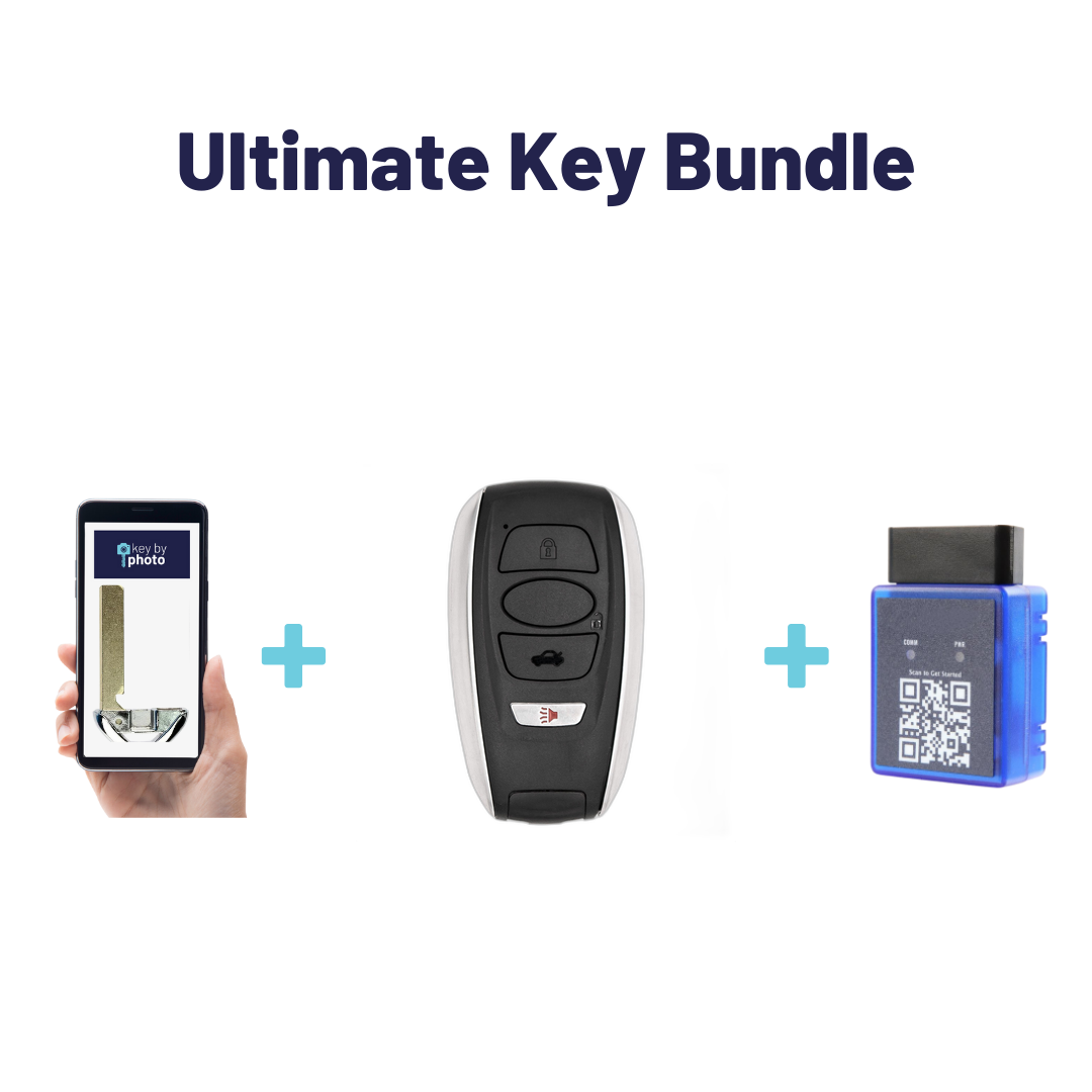 Ultimate Smart Key Bundle with Programming Tool, Aftermarket 4-Button Smart Key Fob and Key By Photo for Select Subaru Vehicles (HYQ14AHC-4B-SUB-UKB)