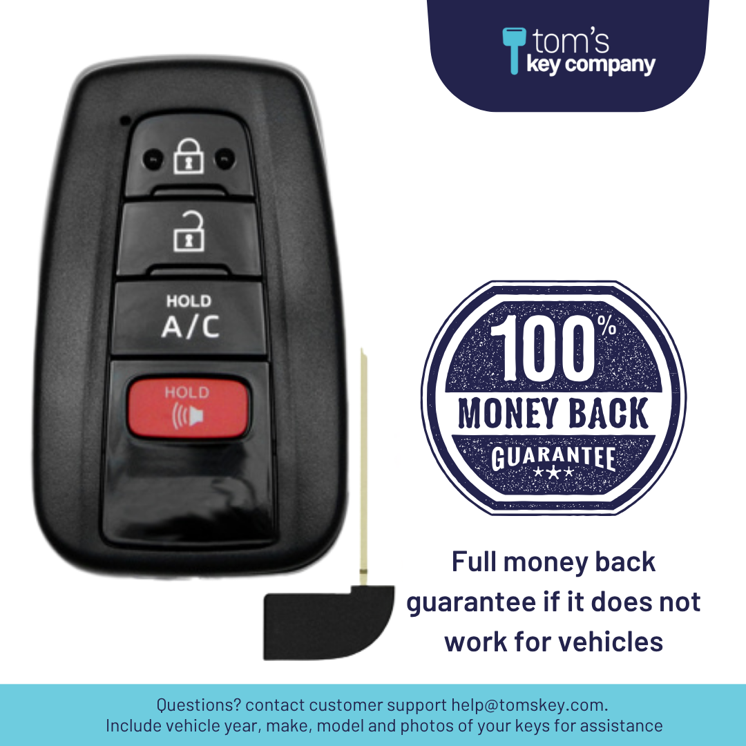 Brand New Aftermarket 4 Button Smart Key w/ A/C Feature for Toyota Prius Prime