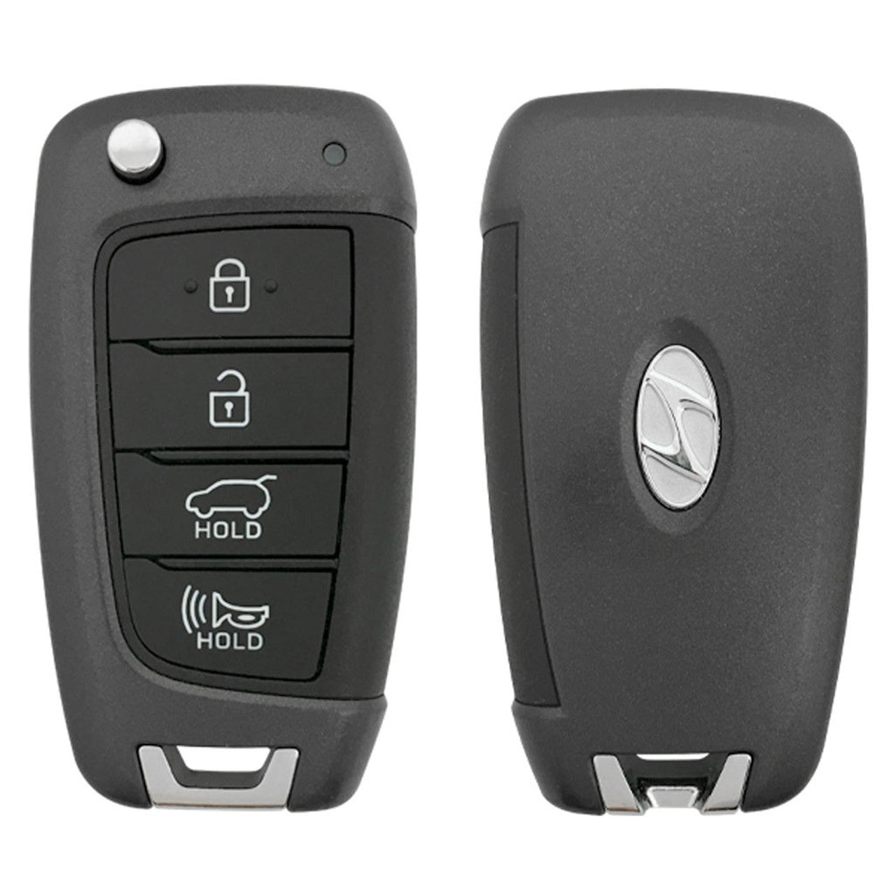 Like New Refurbished OEM 4 Button Flip Key with Hatch Release for Hyundai Kona Vehicles (HYU-4B-HATCH-OKA-FLP-REFURB)
