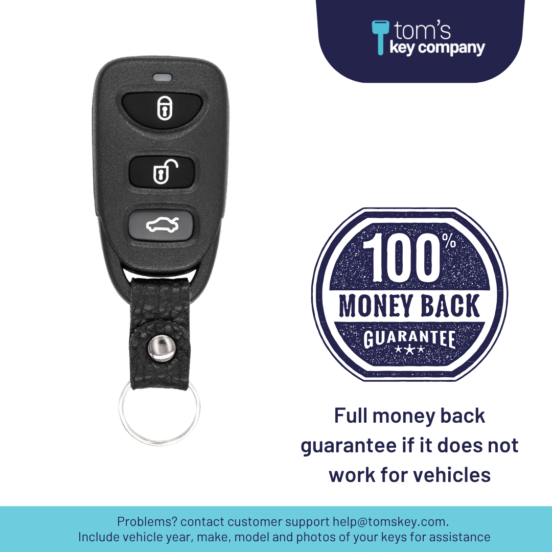 Brand New Aftermarket 4-Button Remote Fob with Lock, Unlock, Hatch, Panic for Select Hyundai Vehicles (HYUFOB-4B-HR-255-K)
