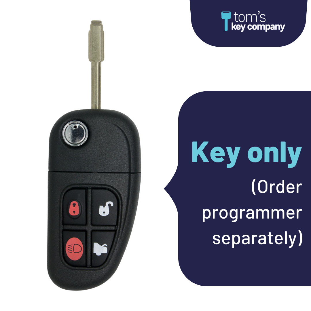 Brand New Uncut Flip "Tibbe" Key 4 Button Remote with Trunk Release for Select Jaguar Vehicles