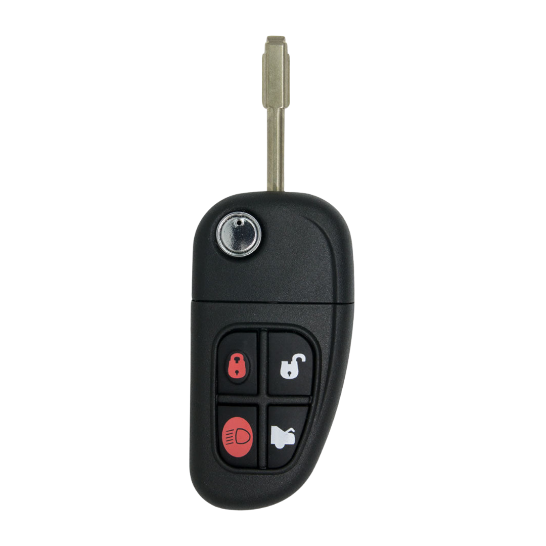 Brand New Uncut Flip "Tibbe" Key 4 Button Remote with Trunk Release for Select Jaguar Vehicles