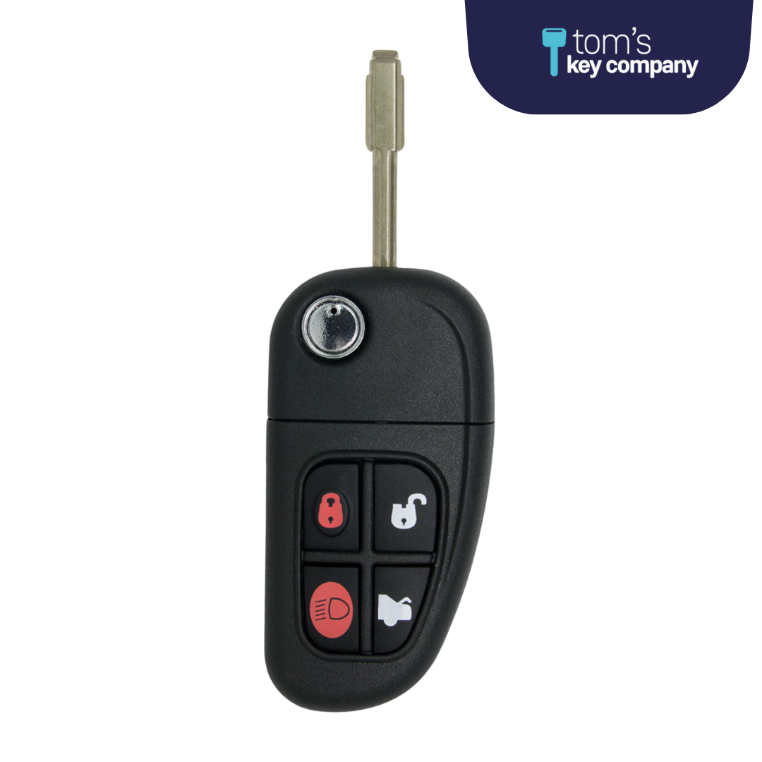 Brand New Uncut Flip "Tibbe" Key 4 Button Remote with Trunk Release for Select Jaguar Vehicles