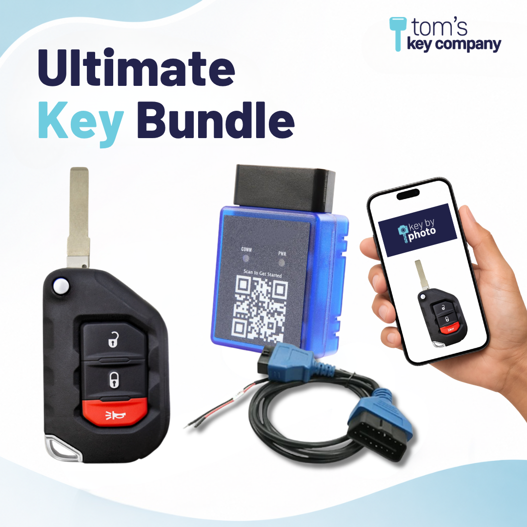 Ultimate DIY Car Key Replacement Kit for Jeep Gladiator (2020-2025) & Jeep Wrangler (2018-2025) – 3 Button Smart Key w/ PairMyKey, Bypass Cable & Key by Photo (JEEPFK-3B-PROX-BC-KBP-UKB)
