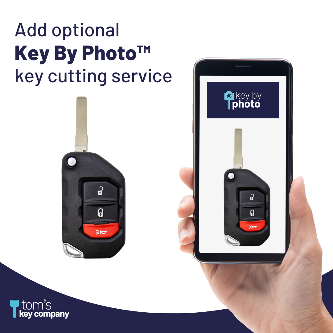 Brand New Aftermarket 3 Button Proximity Flip Key for Select Jeep Vehicles - PBC (JEEPFK-3B-PROX)