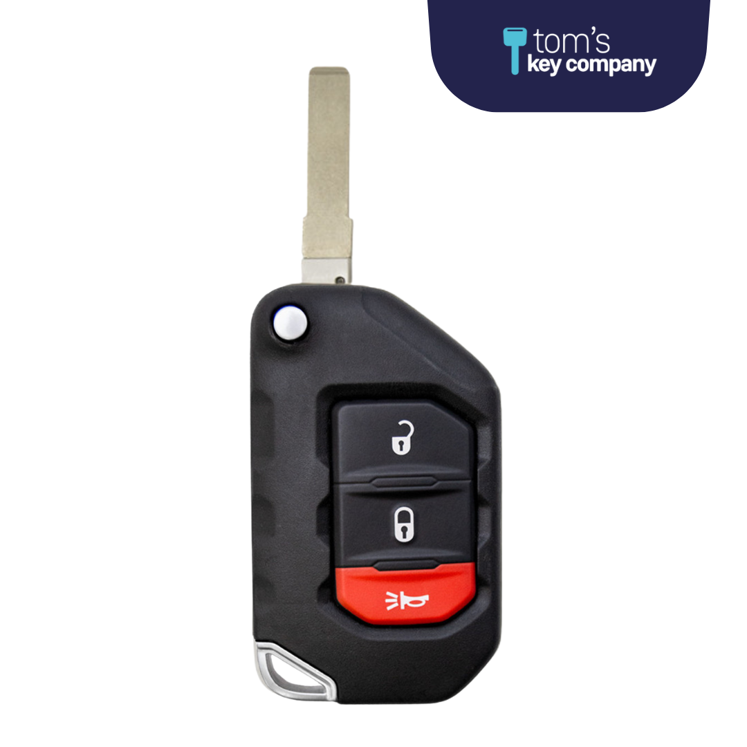Brand New Aftermarket 3 Button Proximity Flip Key for Select Jeep Vehicles - PBC (JEEPFK-3B-PROX)