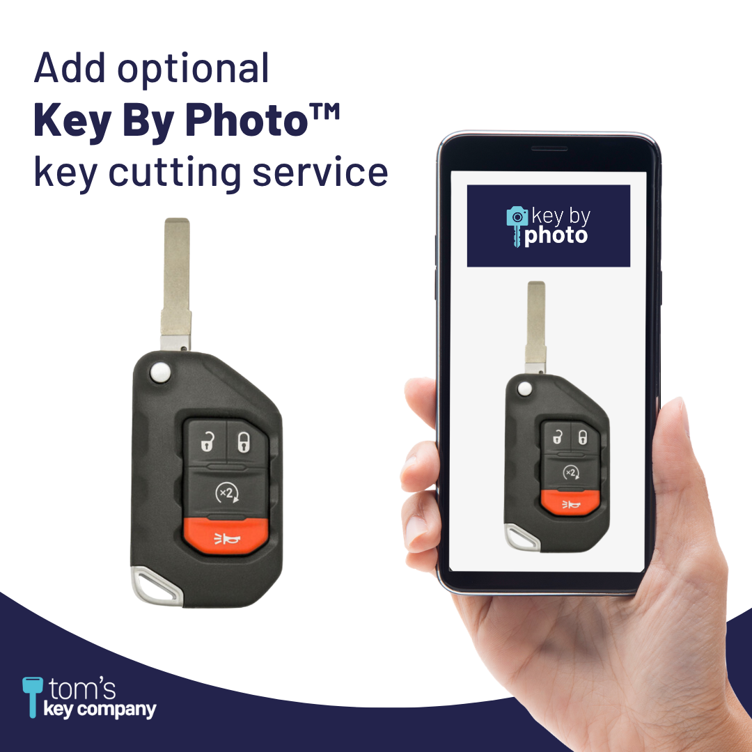 Like New Refurbished OEM 4 Button Proximity Flip Key with Remote Start for Select Jeep Vehicles - PBC (JEEPFK-4B-RS-REFURB-PROX)