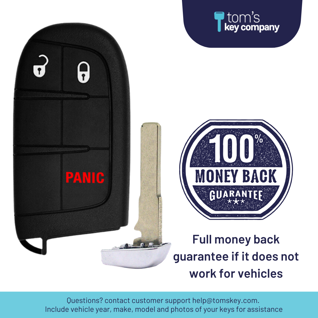Brand New Aftermarket Smart Key 3-Button for Select Jeep Vehicles - PBC (JEEPSK-3B-COMPASS-TMB)