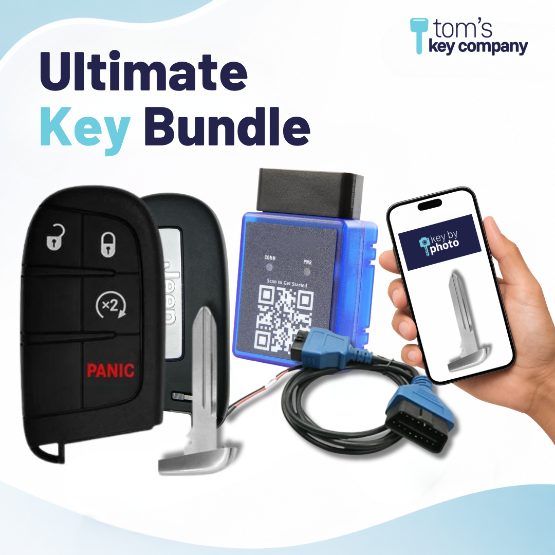 Ultimate DIY Car Key Replacement Kit for Jeep Grand Cherokee (2018-2021)  – 4 Button OEM Smart Key with Remote Start, w/ PairMyKey, Bypass Cable & Key by Photo