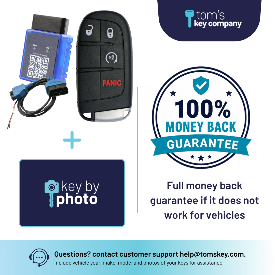 Ultimate DIY Car Key Replacement Kit for Jeep Grand Cherokee (2018-2021)  – 4 Button OEM Smart Key with Remote Start, w/ PairMyKey, Bypass Cable & Key by Photo