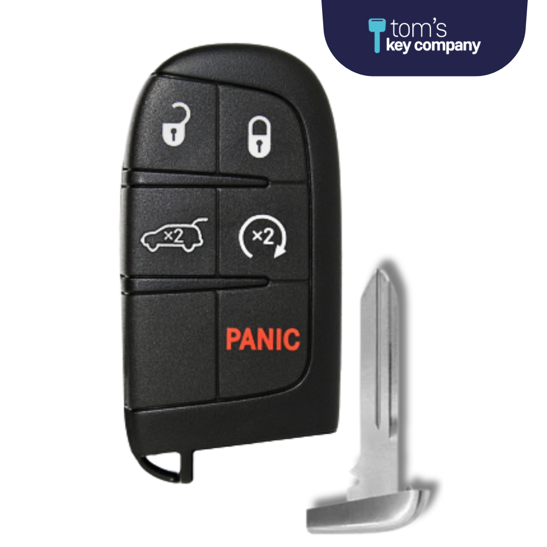 Brand New Aftermarket Smart Key 5-Button with Hatch Release & Remote Start for Select Jeep Vehicles (JEEPSK-5B-HRRS-COMPASS-TMB)