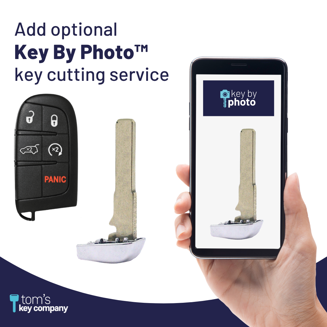 Like New Refurbished OEM 5 Button Smart Key with Logo with Remote Start and Hatch Release for Jeep Compass Vehicles - PBC