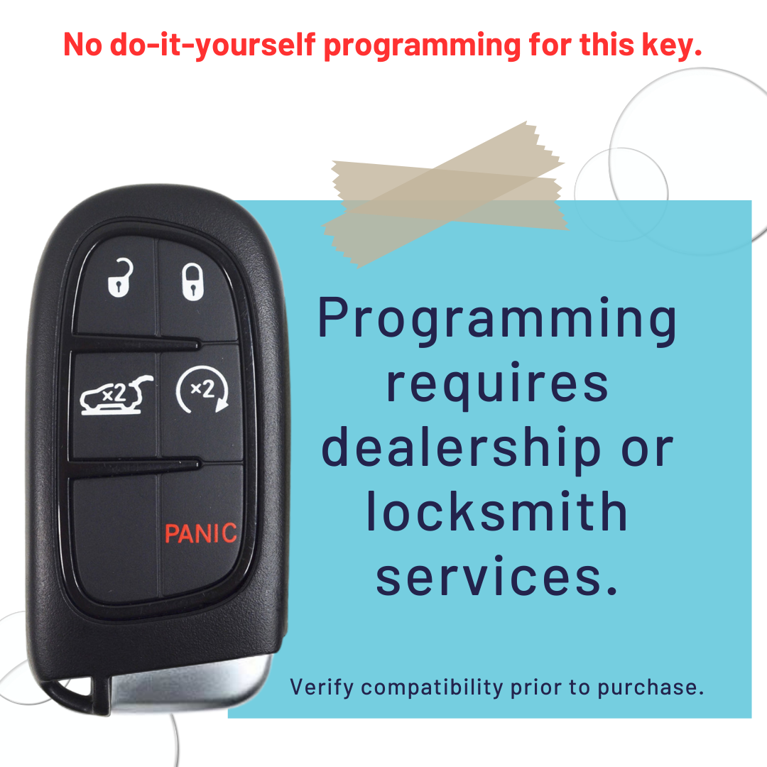 Like New Refurbished OEM 5 Button Smart Key with Hatch Release and Remote Start for Jeep Cherokee Vehicles (JEEPSK-5B-RS-HR-GQ4-54T-REFURB)