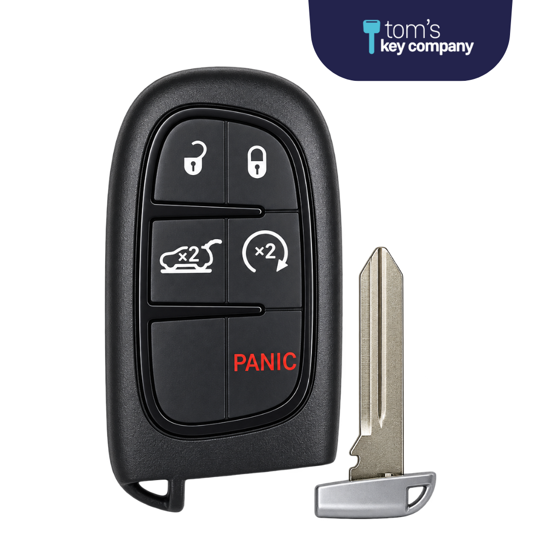 Brand New Aftermarket Smart Key 5-Button with Remote Start, & Hatch Release for Select Jeep Vehicles