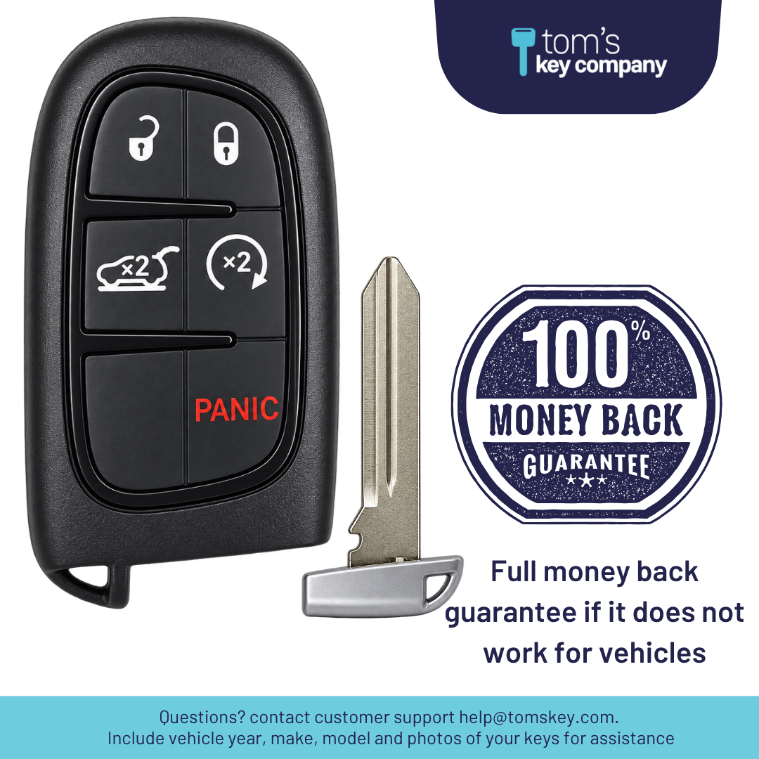 Brand New Aftermarket Smart Key 5-Button with Remote Start, & Hatch Release for Select Jeep Vehicles