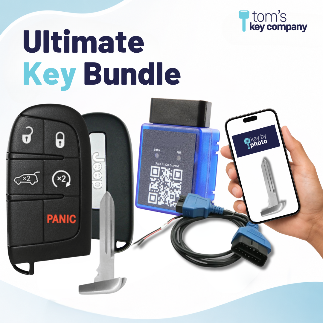 Ultimate DIY Car Key Replacement Kit for Jeep Grand Cherokee (2018-2021)  – 5 Button OEM Smart Key w/ Remote Start and Hatch Release w/ PairMyKey, Bypass Cable & Key by Photo