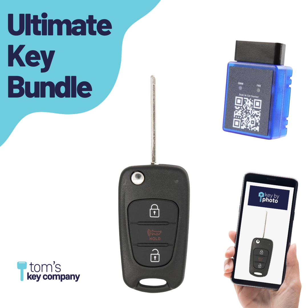 Ultimate Remote Key Bundle with Programming Tool, Aftermarket 3-Button Remote Key and Key By Photo for Select Kia Vehicles (KIA-3B-1ATX-FLP-UKB)
