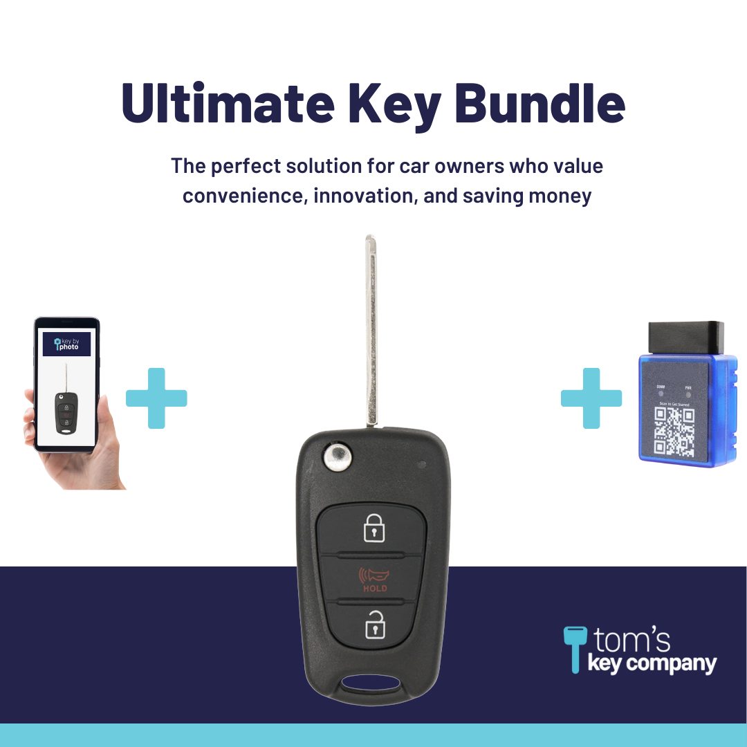 Ultimate Remote Key Bundle with Programming Tool, Aftermarket 3-Button Remote Key and Key By Photo for Select Kia Vehicles (KIA-3B-1ATX-FLP-UKB)