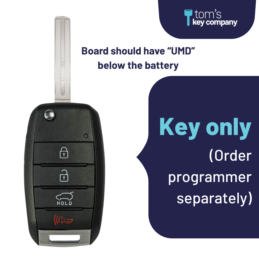 Brand New Aftermarket 4 Button Flip Key with Hatch Release for KIA Sorento Vehicles (KIA-4B-H-910T-FLP)