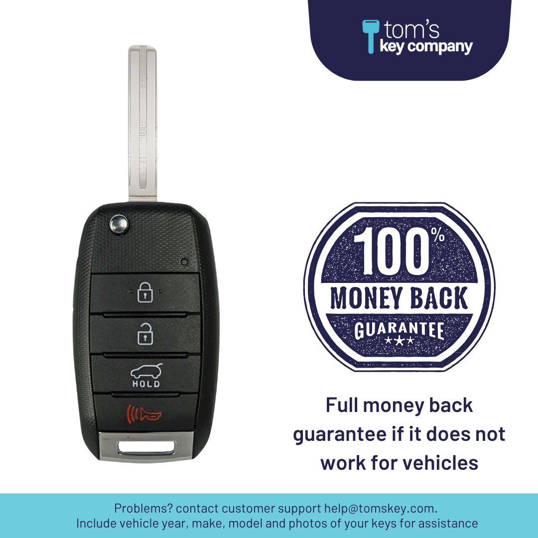 Brand New Aftermarket 4 Button Flip Key with Hatch Release for KIA Sorento Vehicles (KIA-4B-H-910T-FLP)