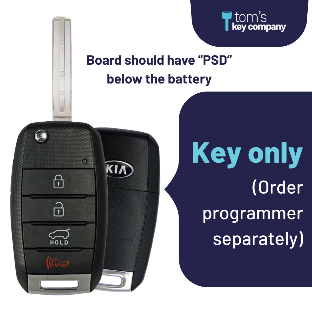 Like New Refurbished OEM 4 Button Flip Key with Hatch Release for Kia Soul Vehicles (KIA-4B-TRUNK-OKA-FLP-PSD-REFURB)