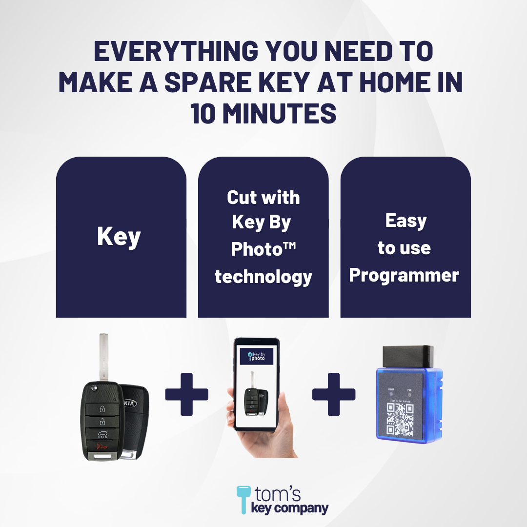 Ultimate Remote Key Bundle with Programming Tool, Refurbished 4-Button Remote Key and Key By Photo for Select Kia Vehicles (KIA-4B-TRUNK-OKA-FLP-PSD-REFURB-UKB)