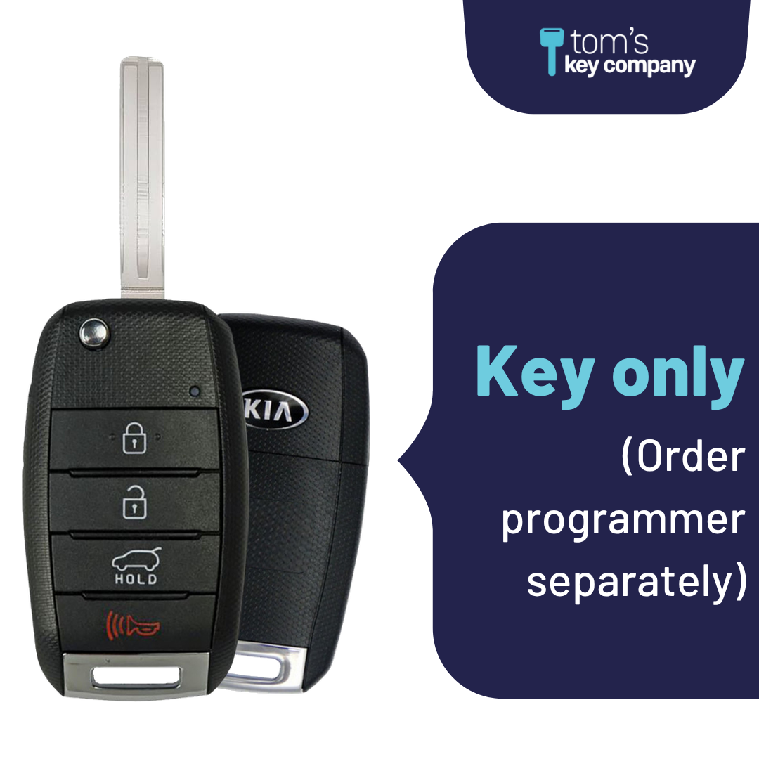 Like New Refurbished 4-Button Remote Key with Lock, Unlock, Hatch, Panic for Select Kia Vehicles (KIA-4B-TRUNK-OKA-FLP-PSD-REFURB)