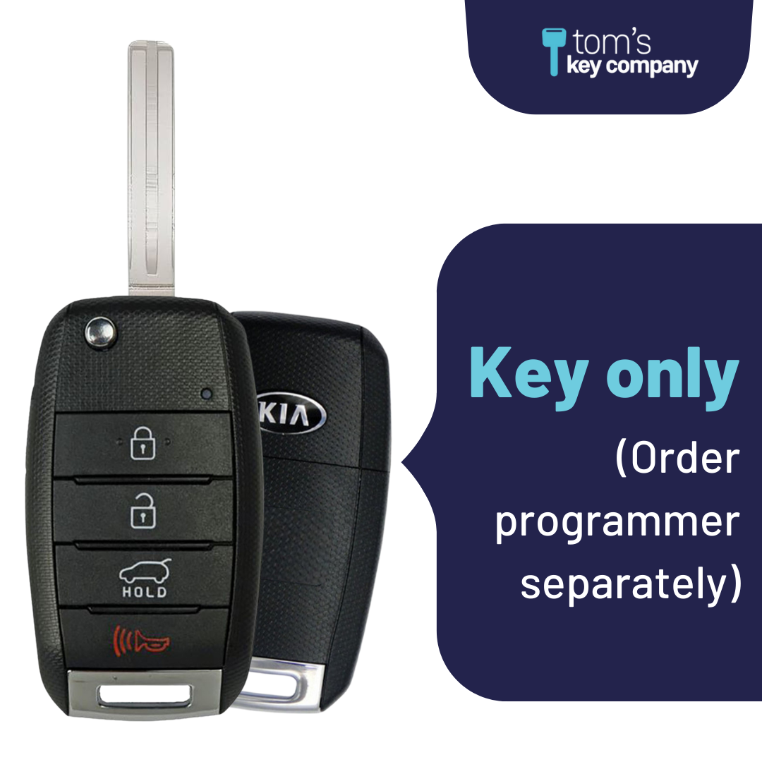 Like New Refurbished OEM 4 Button Flip Key with Hatch Release for Kia Soul Vehicles (KIA-4B-TRUNK-OKA-FLP-REFURB)