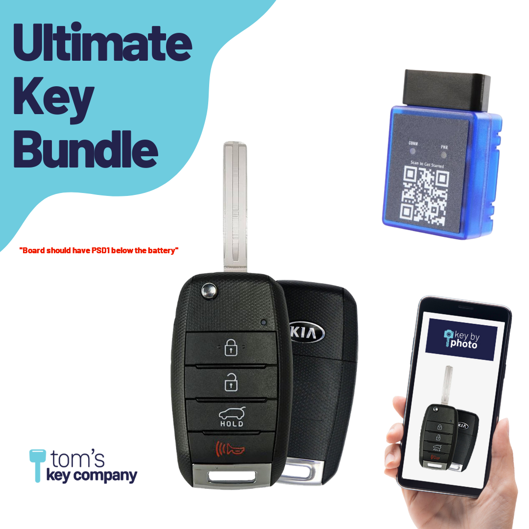 Ultimate Remote Key Bundle with Programming Tool, Aftermarket 4-Button Remote Key and Key By Photo for Select Kia Vehicles (KIA-4B-TRUNK-OKA-FLP-REFURB-UKB)