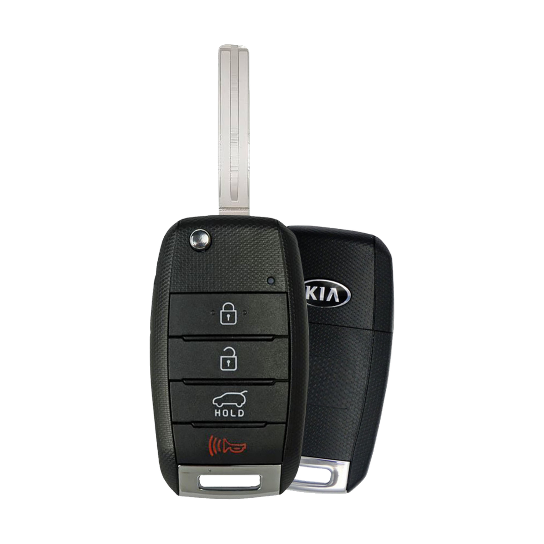 Like New Refurbished 4-Button Remote Key with Lock, Unlock, Hatch, Panic for Select Kia Vehicles (KIA-4B-TRUNK-OKA-FLP-REFURB)