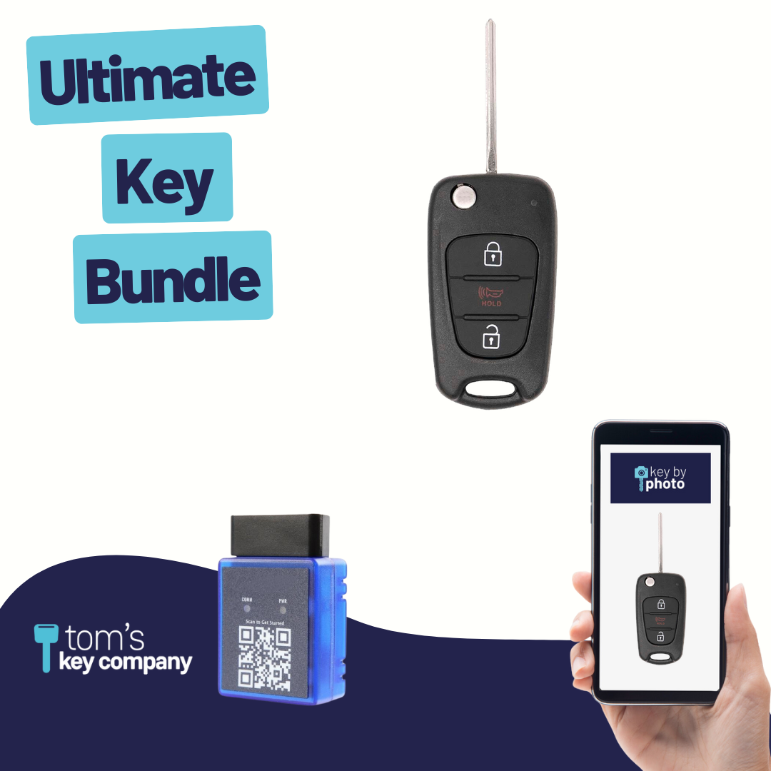 Ultimate Remote Key Bundle with Programming Tool, Aftermarket 3-Button Remote Key and Key By Photo for Select Kia Vehicles (KIACK-3B-146-K-UKB)