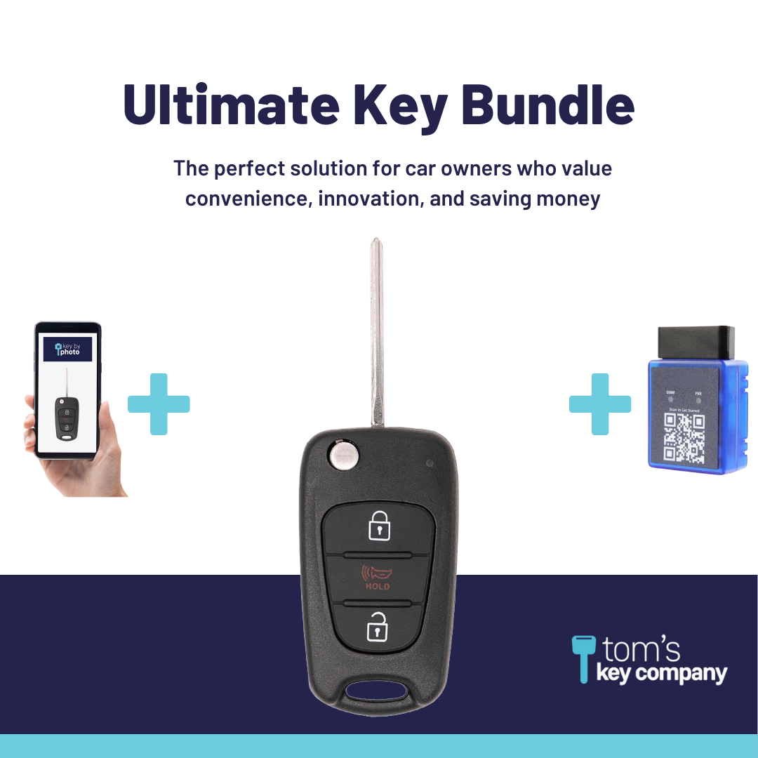Ultimate Remote Key Bundle with Programming Tool, Aftermarket 3-Button Remote Key and Key By Photo for Select Kia Vehicles (KIACK-3B-146-K-UKB)