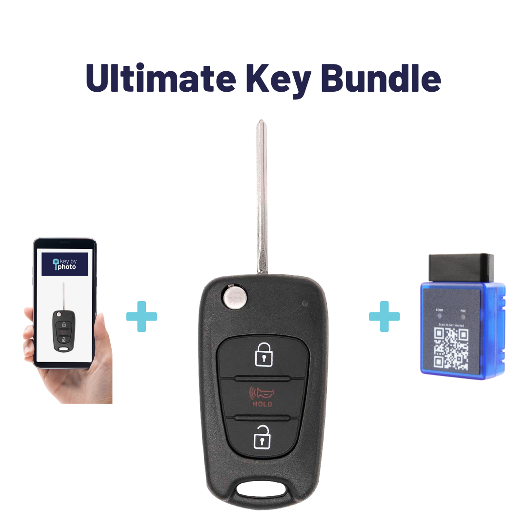Ultimate Remote Key Bundle with Programming Tool, Aftermarket 3-Button Remote Key and Key By Photo for Select Kia Vehicles (KIACK-3B-146-K-UKB)