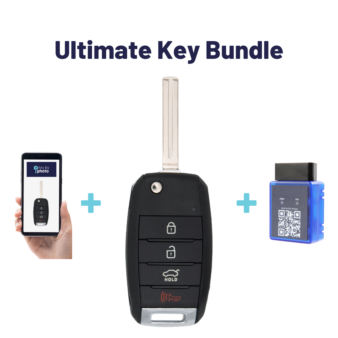 Ultimate Remote Key Bundle with Programming Tool, Aftermarket 4-Button Remote Key and Key By Photo for Select Kia Vehicles (KIACK-4B-150-K-UKB)